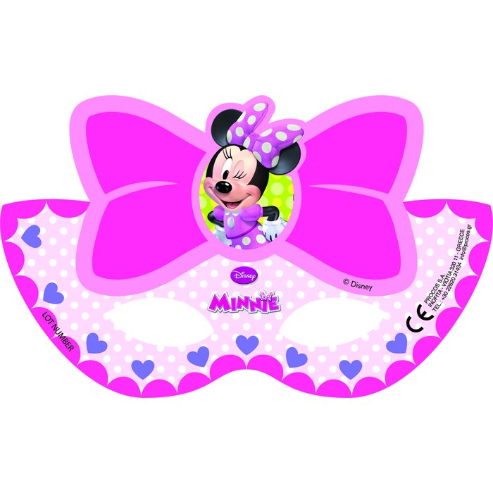enfants carnaval Minnie Mouse Lot de 6 masques en carton pour anniversaires fêtes 