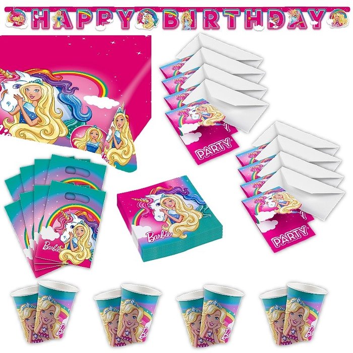 Barbie-Dreamtopia: Box per il compleanno per 8 bambini Set party per  bambini