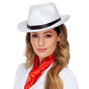 Cappello bianco da gangster con fascia