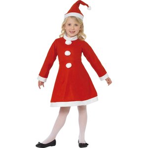 Costume ragazza Babbo Natale, Rosso, con abito e cappello