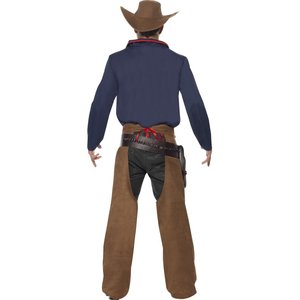 Costume da cowboy del rodeo, blu, con maglietta, pantaloni e cappello