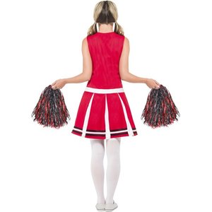 Costume pom pom girl, Rouge, avec robe et pompons