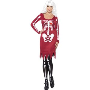 Costume da bellezza con ossa, Rosso, abito con maniche lunghe e cuore a LED