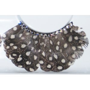 Plumes noires points blancs & bande de strass