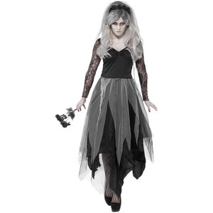 Costume Sposa Sepolcrale, comprende Abito e Velo con Rose 