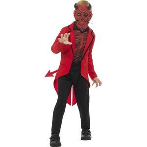 Costume deluxe diavolo Giorno dei morti da ragazzo, rosso, con maschera in EVA, giacca e top