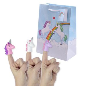 Marionnettes de doigts de licorne 6 Piece et sac cadeau 