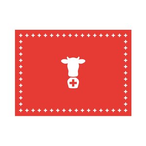 Vache - Drapeau Suisse - 1 Août (8 Pièces)