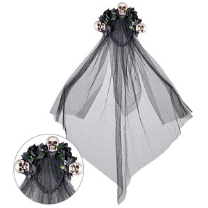 Voile de mariée avec crânes et roses