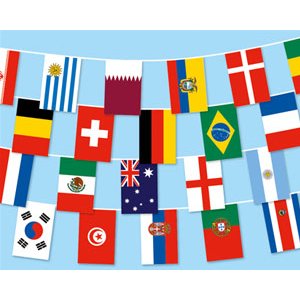 Fahnenkette: 32 WM-Länder 2022 17.1 m