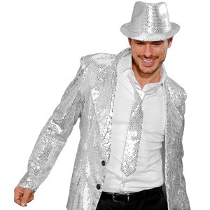 Cravate à paillettes argentée