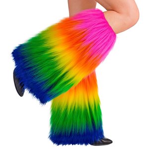 Plüsch Beinstulpen: Regenbogen