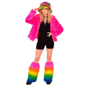 Plüsch Beinstulpen: Regenbogen