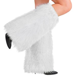 Plüsch Beinstulpen: Weiss