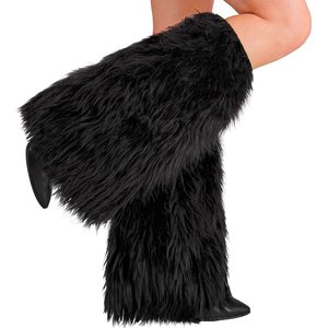 Plüsch Beinstulpen: Schwarz