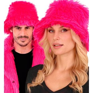 Plüsch Anglerhut: Neon Pink