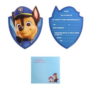 Paw Patrol - Einladungskarte: blau - 8 Stk - FR
