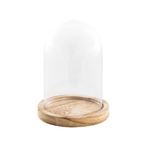 Cloche en verre - Bois: 14 cm