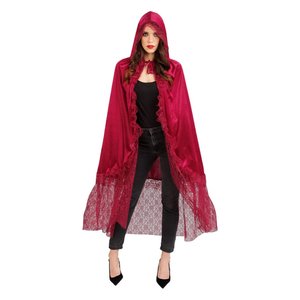 Samt Umhang: Spitze Bordeaux