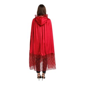 Samt Umhang: Spitze Bordeaux