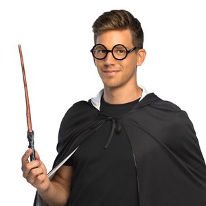 Sorcier: lunettes et baguette magique
