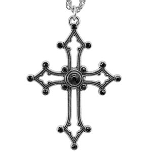 Halskette: Kreuz mit schwarzen Edelsteinen