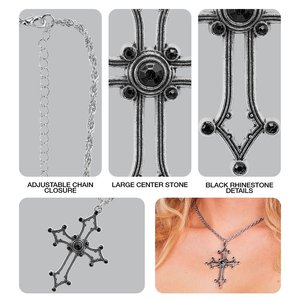 Halskette: Kreuz mit schwarzen Edelsteinen